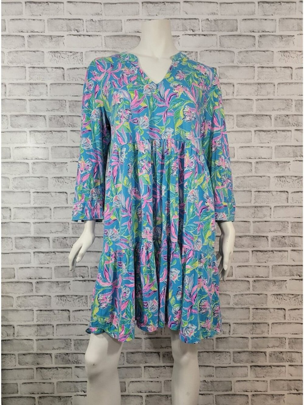 Lilly Pulitzer Alaina Tiered Dress Keep On Beleafing Bright Tropical Size XL